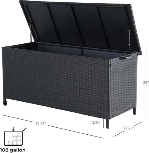 Grand patio 108 Gallon Deck Storage Box Indoor Outdoor Wicker Bin for Patio F...