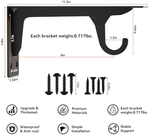 6 Pack Heavy Duty Closet Rod Support Brackets 300lbs Capacity