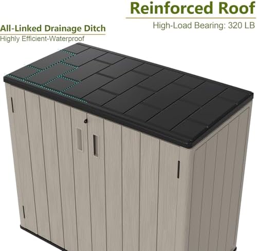 ZZM 37 Cu.ft Outdoor Storage Shed with Floor HDPE Double-Wall Resin Sheds Out...