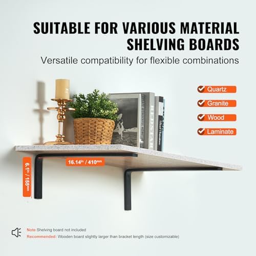 VEVOR Shelf Bracket 16 x 6 in, 4 Pcs Heavy Duty Floating Shelf Brackets, (2/5...