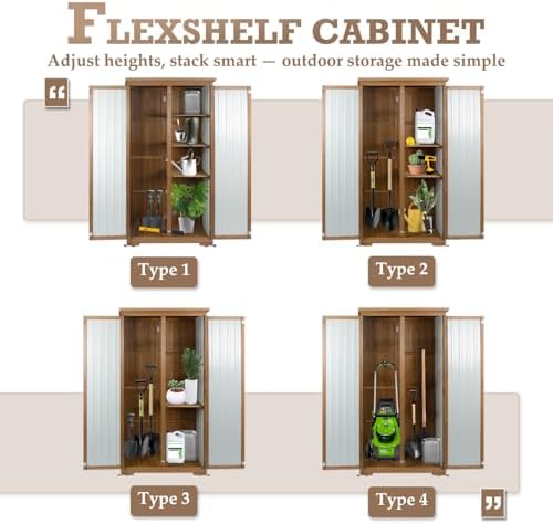 Outdoor Storage Cabinet with Shelves, Weatherproof Tool Shed for Patio