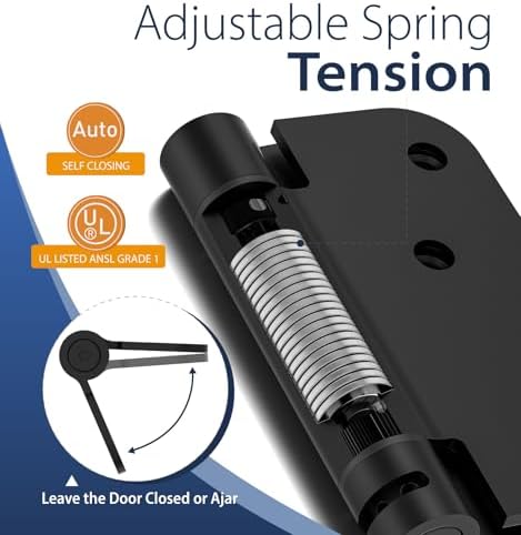 4 Inch Self Closing Door Hinges,3-Pack Spring Hinges,1/4" Radius Corners