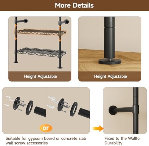 ONBRILL L4 Wall Mounted Heavy Duty Corner Industrial Pipe Clothing Rack