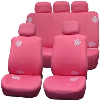 FH Group Car Seat Covers Floral Full Set Pink Automotive Seat Covers, Airbag ...