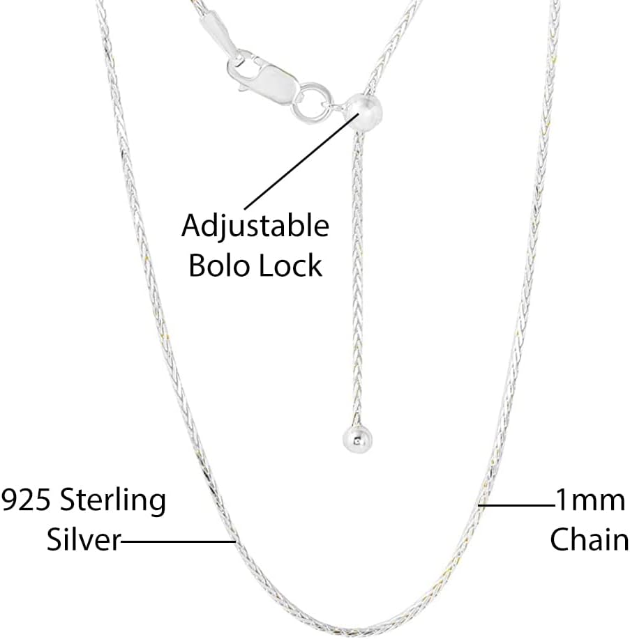 Savlano 925 Sterling Silver Solid 1.0MM Franco Square Box Adjustable Bolo 14-...