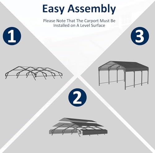 AirWire 10x15 FT Metal Carport Canopy with Reinforced Base