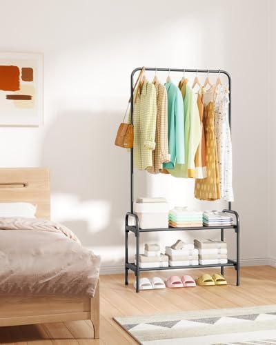 Sakugi Clothes Rack 2-Tier Shoe Organizer, Metal, 29.3x12.5x59.6, Black
