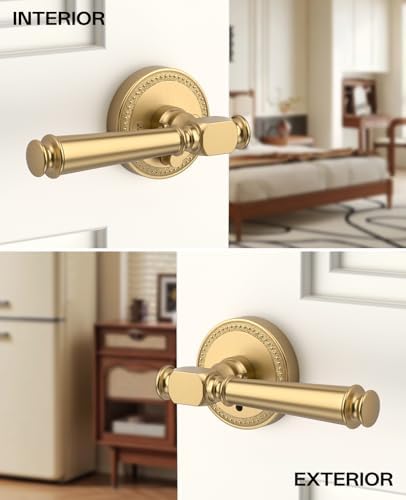 Amerdeco 6 Pack Champagne Bronze Privacy Interior Door Handles