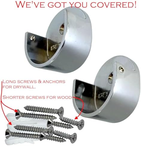 Closet Rod Support Flanges with Screw On Attachment | Heavy Duty Clothes Pole...