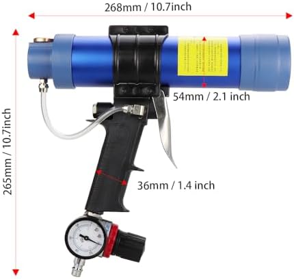 Air Sealant Gun 10 oz/310 ml,Pneumatic Caulking Gun,Silicon Sealant Nozzle Gl...