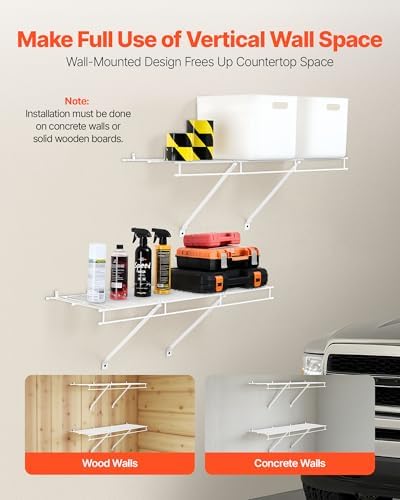 VEVOR Wire Shelf Kit, 3 ft, Set of 2, Wall Mounted Wire Shelves, Heavy-Duty C...