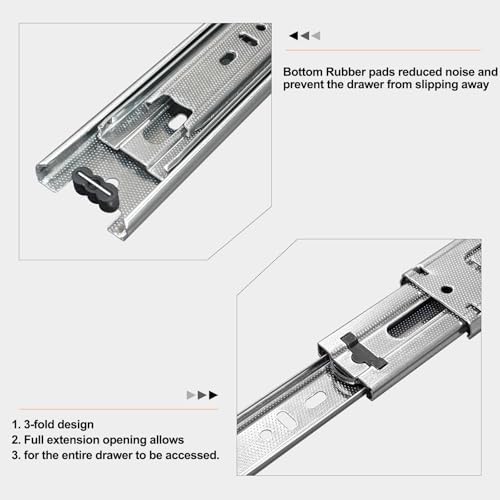 18 inch Drawer Slides 4 Pairs (8pcs) Full Extension Ball Bearing Drawer Slide...