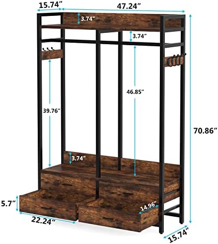 Tribesigns Freestanding Closet Organizer, Garment Rack with 4 Drawers