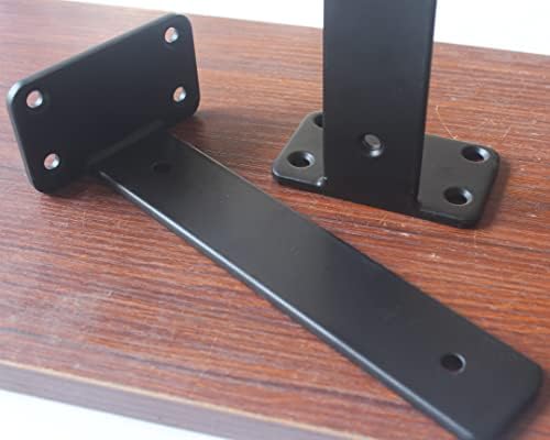 8 Pack - 9 inch Black Hidden L Shelf Bracket (1/5 Inch Thicked) Iron Floating...