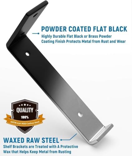LEOPO 8 inch Shelf Brackets 12-Pack, 1/5" Thick Floating Shelf Bracket
