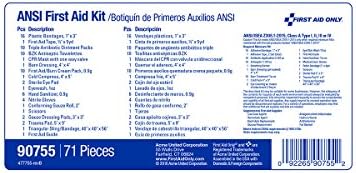 First Aid Only 90755 ANSI A 2015 and OSHA Compliant First Aid Kit, 10-Person ...