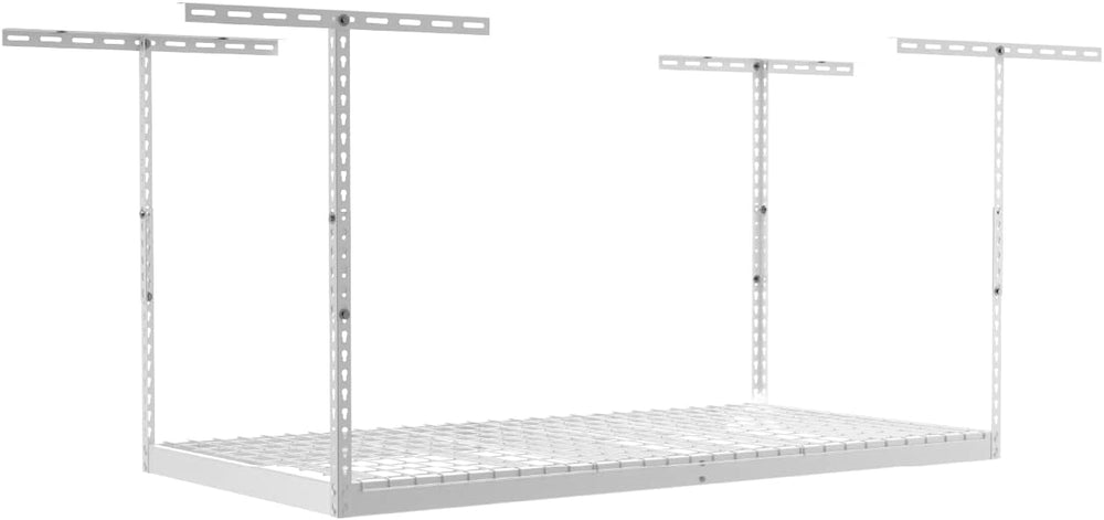 SafeRacks 2x8 Overhead Garage Storage Rack, White, 24"-45" Height