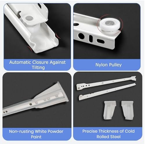 22 Inch Euro Slides, Pack of 2, for Face-Frame and Frameless Cabinets. 75lbs ...