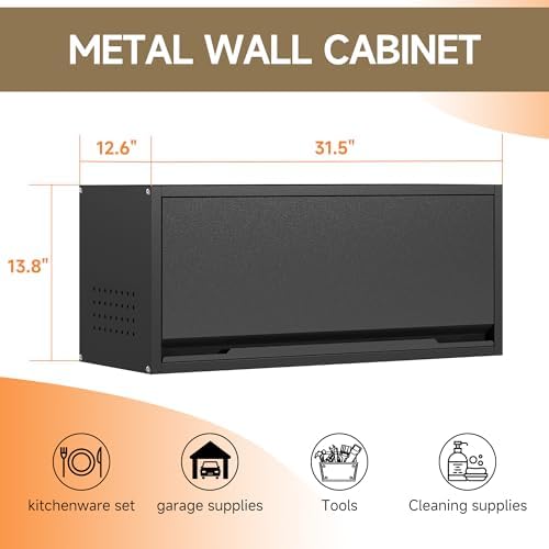 Coolsun Metal Wall Cabinet, 12.6" H Garage Wall Cabinet with Up-Flip Door