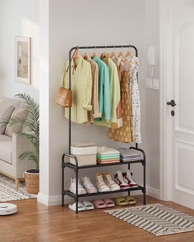 Sakugi Clothes Rack 2-Tier Shoe Organizer, Metal, 29.3x12.5x59.6, Black