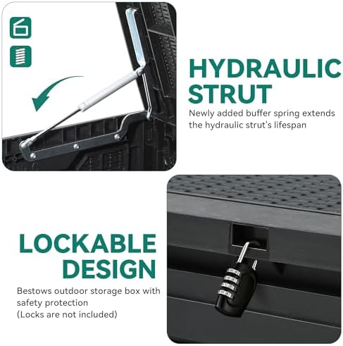 YITAHOME 100 Gallon Outdoor Deck Box, Waterproof Storage Box, Lockable