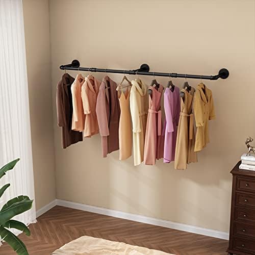 Wall Mounted Clothes Rack, 60in Industrial Pipe Clothing Rack for Hanging Clo...