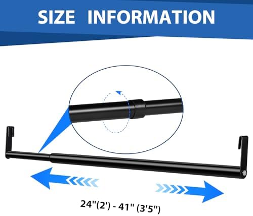 Threehoney Expandable Closet hanger Rod for Wire Shelf, 24-41 Inch, Black