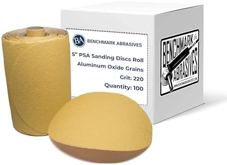 Benchmark Abrasives 5" PSA Gold Sanding Discs, 220 Grit, 100-Count