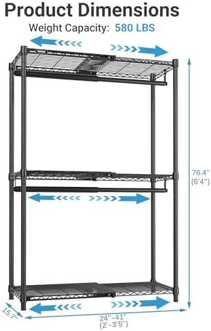 VIPEK X1 Expandable Clothes Rack Heavy Duty Adjustable Closet System Black