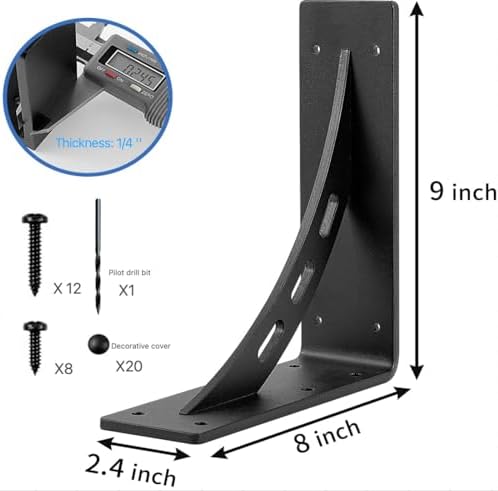 9"x8"x2.5" Heavy Duty Shelf Brackets - Max Load 1100 LBS, Prem...