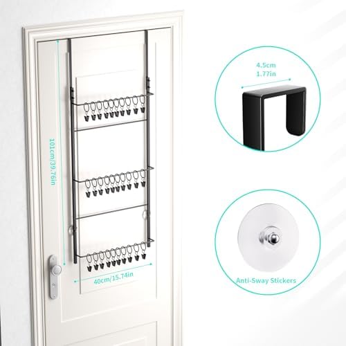 HapiRm Over Door Hat Rack - 3 Tier Wall Mounted Hat Organizer with 30 Movable...