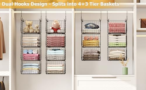 X-cosrack 7 Tier Foldable Hanging Closet Organizer and Storage,Wire Closet Sh...