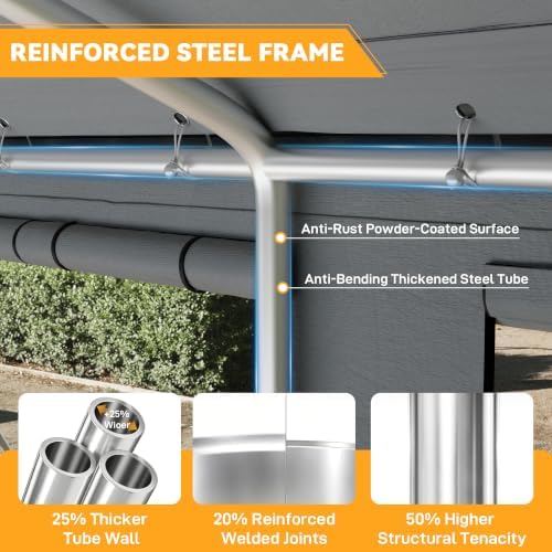 10X16 Carports Heavy Duty, Portable Single Car Port Garage