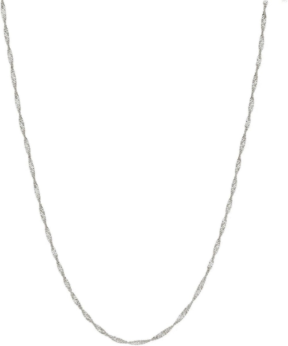 14K Yellow/White Gold Singapore Chain Necklace for Women 14K Solid Gold Neckl...