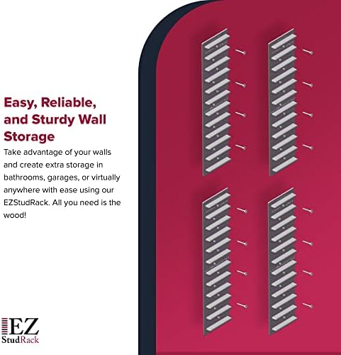 Made in USA EZStudRack Adjustable Shelf Brackets, 8-Pack (4 Pairs) โ Easy-to-...