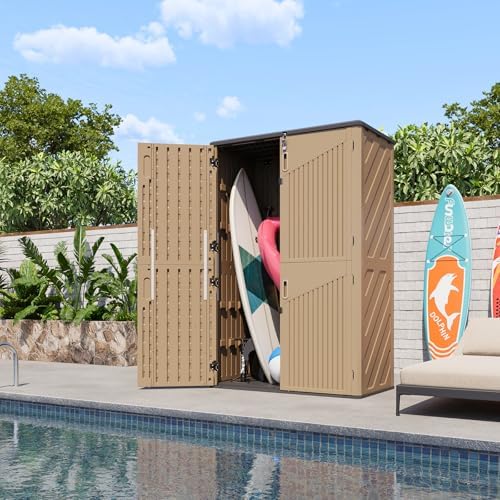 Aoxun Outdoor Storage Shed with Floor, 64 Cu.Ft Outdoor Storage Cabinet