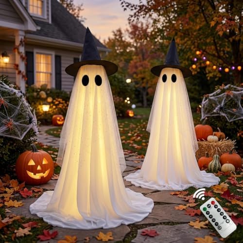 2Pcs Halloween Decorations Outdoor,5FT Height Spooky Ghost Halloween Decor