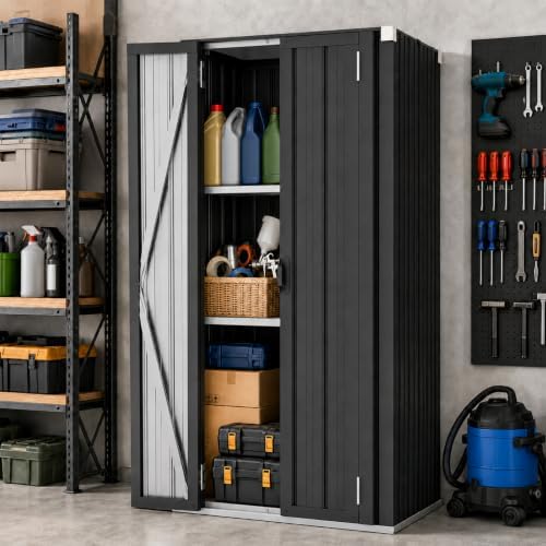 AECOJOY Outdoor Storage Cabinet Waterproof, 70" Vertical Tall with Base