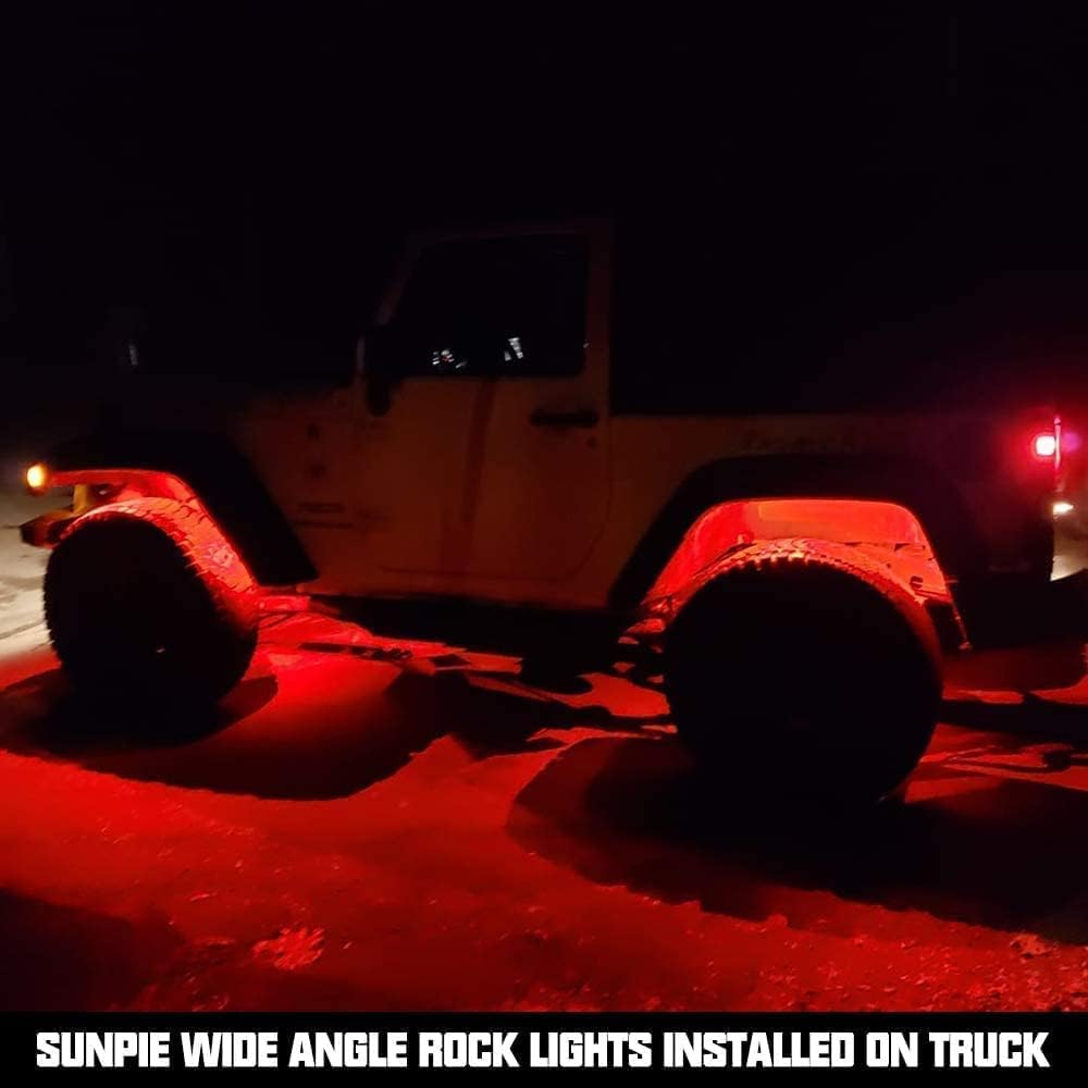 SUNPIE 8 Pods RGBW Rock Lights โ Full Beam Angle, 30 High Power Chips, Alumin...