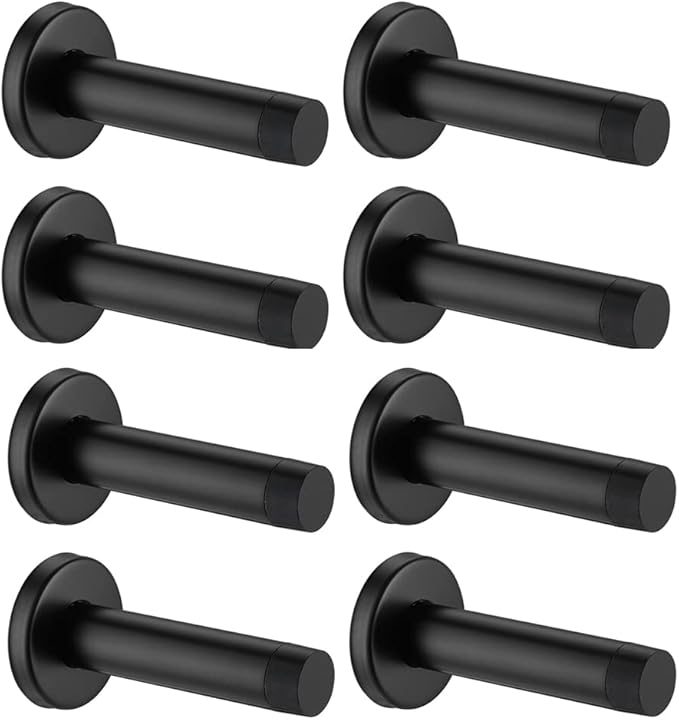 JQK Door Stopper Black, 304 Stainless Steel Thicken 1mm Sound Dampening Door ...