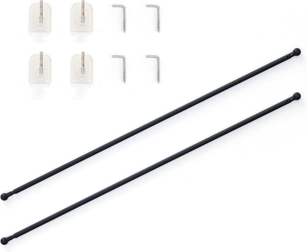 JINCHAN French Door Curtain Rods, No-Drill Adjustable Black Curtain Rods with...