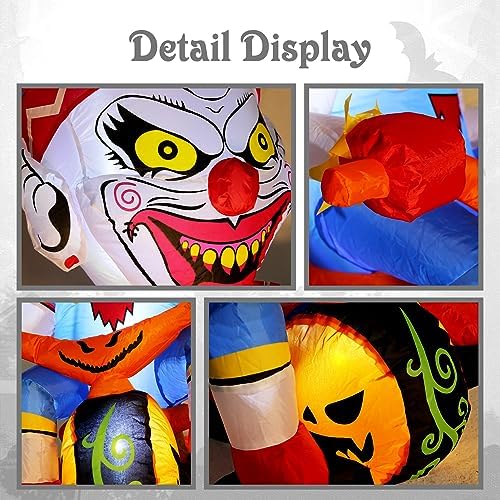 WBHome 5 Ft Halloween Inflatable Outdoor Clown Bicycle Decorations, Day of Th...