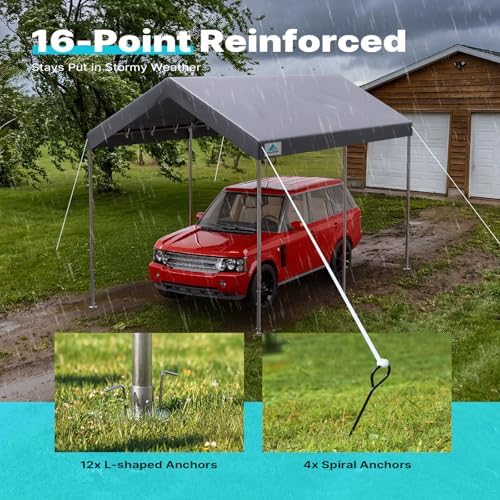 ADVANCE OUTDOOR 10x15 ft Heavy Duty Carport Potable Car Canopy Garage Party T...