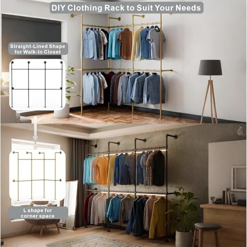 Industrial Pipe Black Clothing Racks Wall Mounted, Rustic Industrial Pipe Clo...