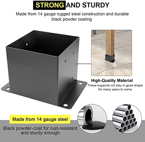 6X 6 Post Base 10 PCS,Inner Size 5.6"x5.6"Deck Post Base,Heavy Duty...