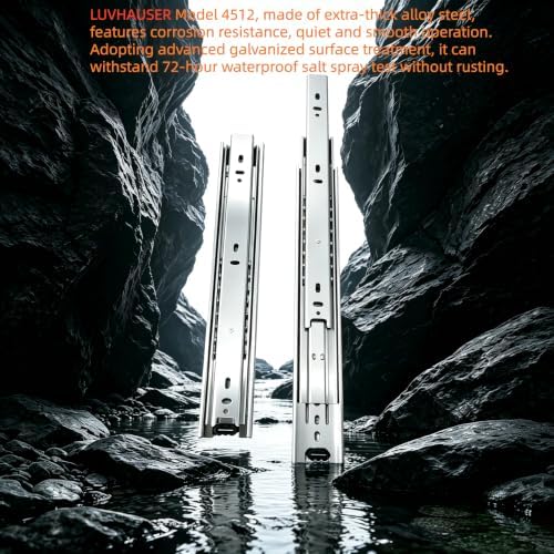 10 Pair Side-Mount 3-Section Full Extension Drawer Slides,16 Inch, Extra-Thic...