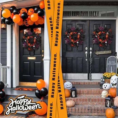 Halloween Wreath for Front Door, 24" Black Gothic Spooky Outdoor Dรฉcor