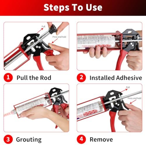 200ml Dual Cartridge Epoxy Gun 1:1 & 2:1 Cartridge Bonding Red