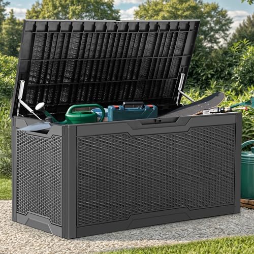 YITAHOME 100 Gallon Outdoor Deck Box, Waterproof Storage Box, Lockable