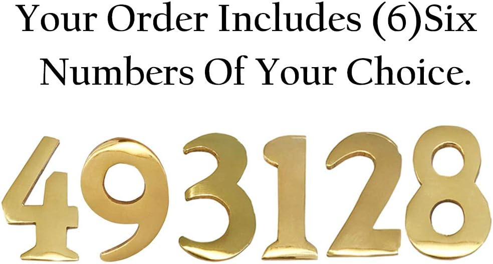 Custom 2-Inch Brass Self-Adhesive Numbers (6-Pack)